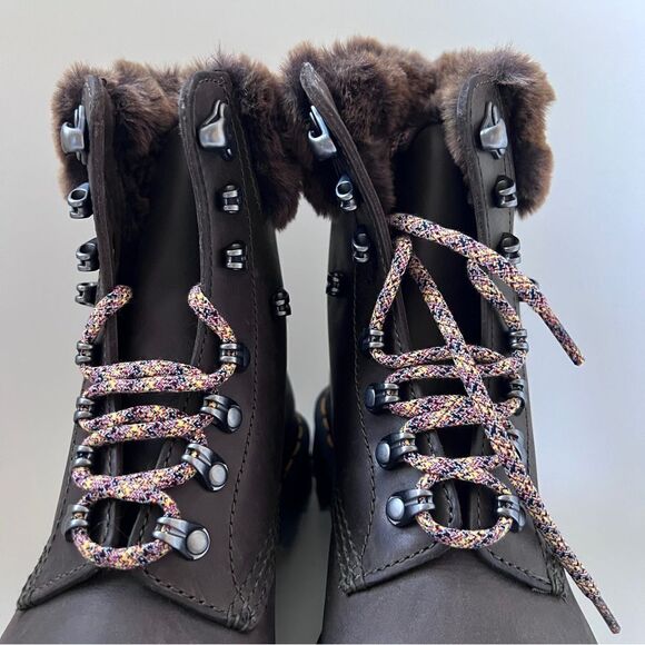 Dr Martens 1460 Serena Faux Fur Trim Boot in Khaki Gray US 7 EU 38 NEW - Picture 9 of 11